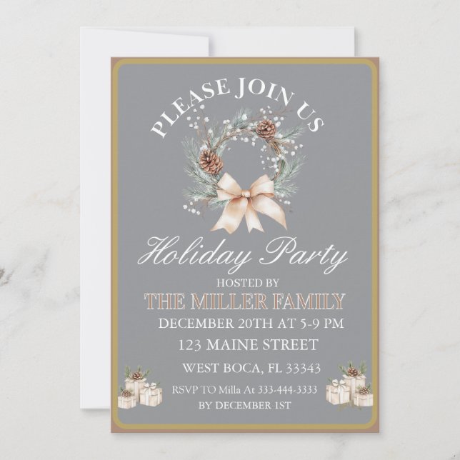 Ornament  Gold&Silver Christmas Party  Invitation (Front)