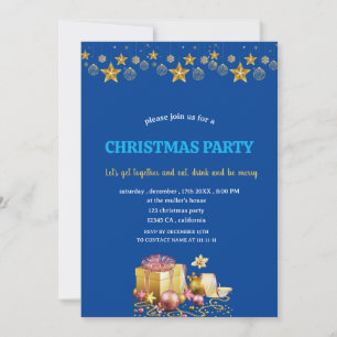 Ornament gold stars and gifts Christmas Eve Party  Save The Date