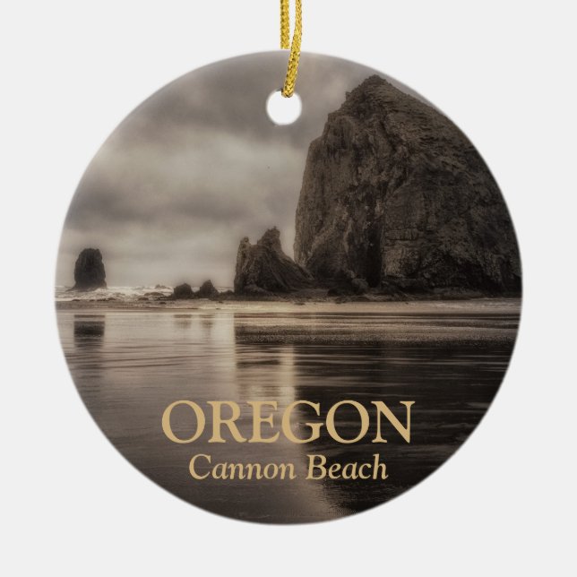 Ornament: Haystack Rock And Needles (Circle) Ceramic Ornament (Front)