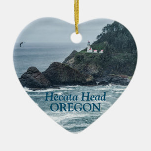 Ornament: Hecata Head Lighthouse (Heart) Ceramic Ornament