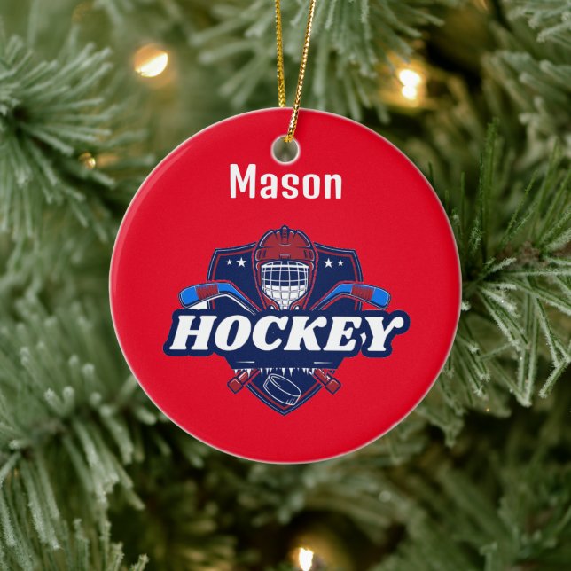 Ornament Hockey Gear - Personalised -Add Name # (Tree)