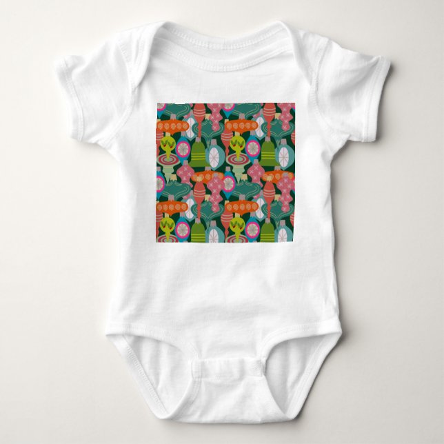 Ornament Jumble Baby Bodysuit (Front)