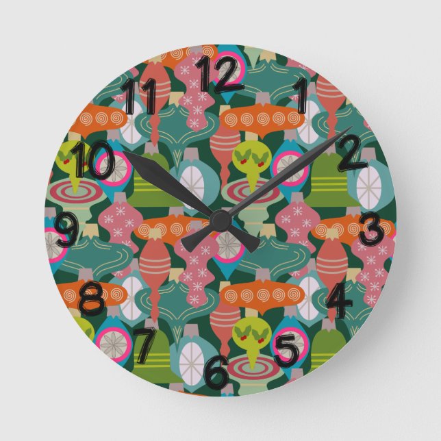 Ornament Jumble Round Clock (Front)