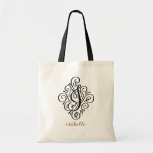 Ornament Monogram Swash Personalised Initial "I" Tote Bag