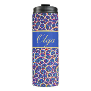 Ornament Muster blau orange Thermal Tumbler