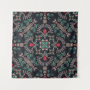 ornament paisley,skulls and bones Bandanna Print,f Tapestry