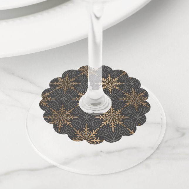 Ornament Pattern 3 Wine Glass Tag (Close Up)