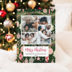 Ornament Pattern Christmas family 5 photos Holiday Card