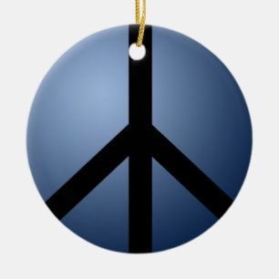 Ornament, Peace, Blue, Round Ceramic Ornament