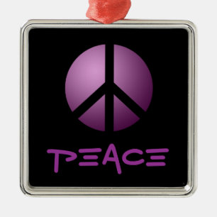 Ornament, Peace, Purple Metal Tree Decoration