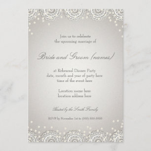 Ornament & Pearls   Wedding Rehearsal Dinner Invitation