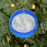 Ornament - Personalise Blue ball<br><div class="desc">Personalise the front of this Blue ball ornament by inserting your own photograph. Personalise the back by adding your own text (or remove the place holder text).</div>