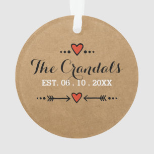 Ornament Pink Heart Arrows - Wedding Anniversary -