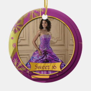 Ornament Purple Gold Sweet 16