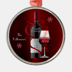 Ornament Red Wine and Snowflakes