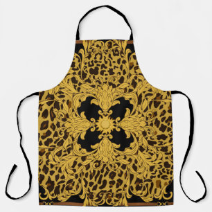 Ornament seamless pattern with leopard and baroque apron