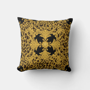 Ornament seamless pattern with leopard and baroque cushion