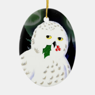 Ornament: Snowy Owl Ceramic Tree Decoration