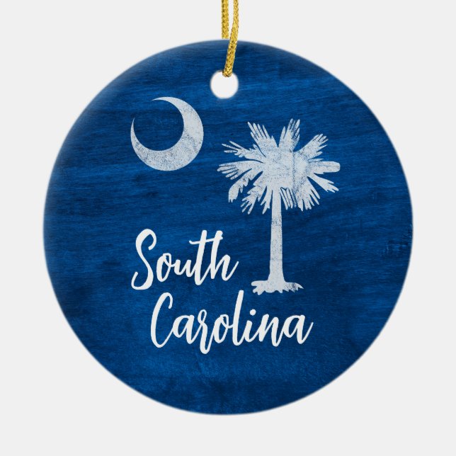 Ornament - South Carolina Flag with Palmetto Tree  (Front)