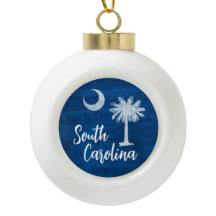 Ornament - South Carolina Flag with Palmetto Tree 