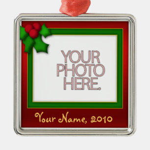 Ornament, Square Premium, Template, Add your pic! Metal Ornament