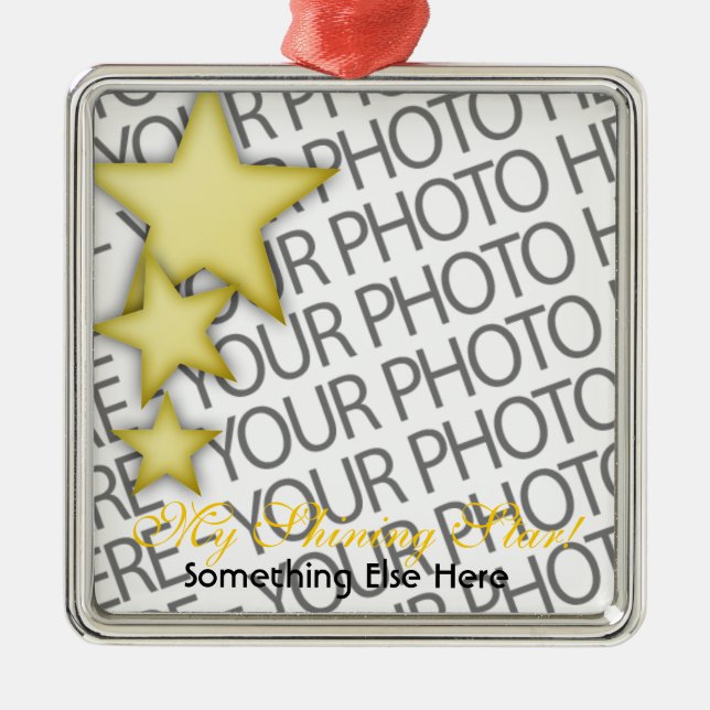 Ornament, Square Premium, Template, Add your pic! Metal Tree Decoration (Front)