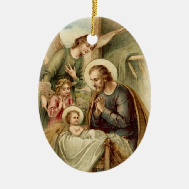 Ornament: St. Joseph Nativity Ceramic Tree Decoration (Front)