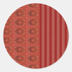 ornament stripes orange barn red purple classic round sticker
