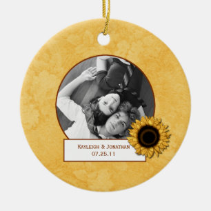 Ornament Sunflower Photo Wedding Keepsake