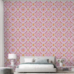 ornament tiles print pattern pink wallpaper