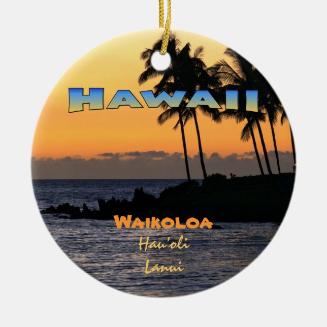 Ornament: Twilight At Waikoloa (Circle) Ceramic Tree Decoration (Front)