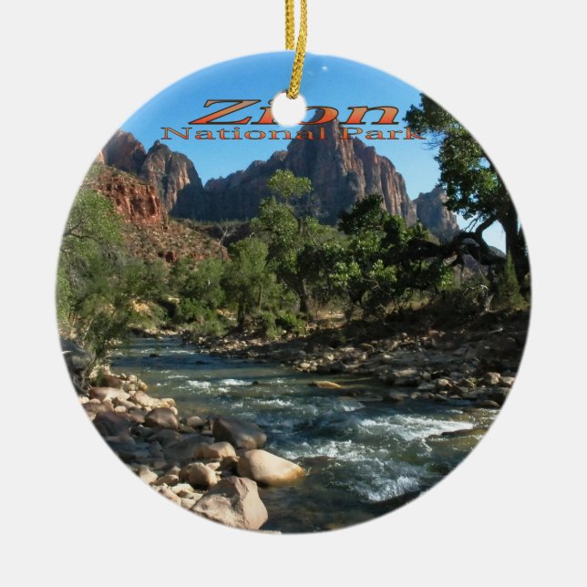 Ornament: Virgin River And Watchman (Round) Ceramic Ornament (Front)