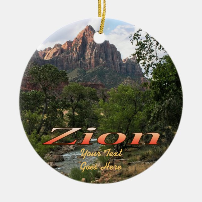 Ornament:  Virgin River & Watchman 2 (Circle) Ceramic Tree Decoration (Front)