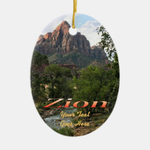 Ornament: Virgin River & Watchman 2 (Oval) Ceramic Ornament