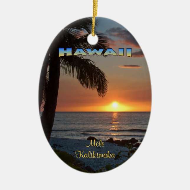 Ornament: Waikoloa Sunset #1 (Oval) Ceramic Ornament (Front)