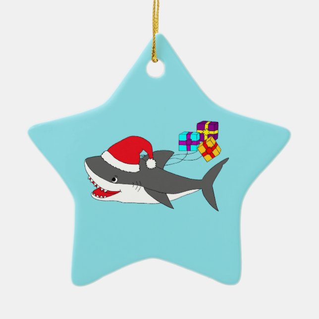 Ornament with a cute Holiday shark (Front)