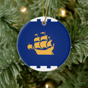 Ornament with flag of Quebec City, Canada
