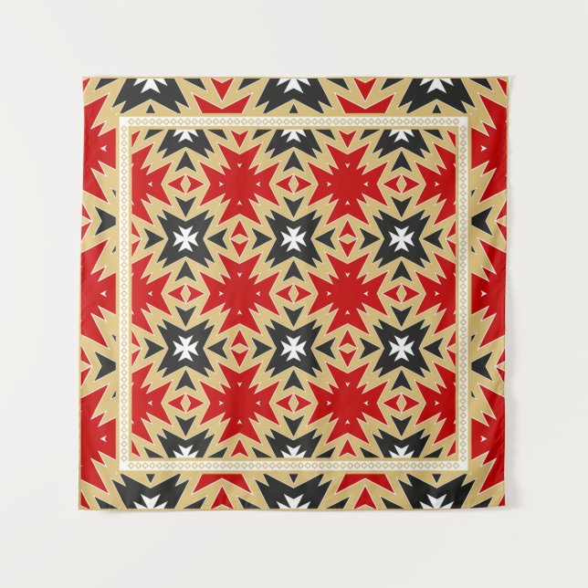 Ornament With Geometric Colorful Pattern,  Silk Ne Tapestry (Front)