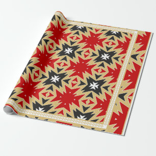 Ornament With Geometric Colorful Pattern,  Silk Ne Wrapping Paper