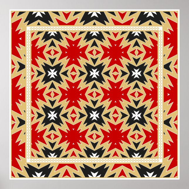 Ornament With Geometric Colourful Pattern,  Silk N Poster (Front)