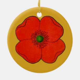 Ornament with red poppy flower