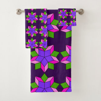 Ornament with violet flowers bath towel set