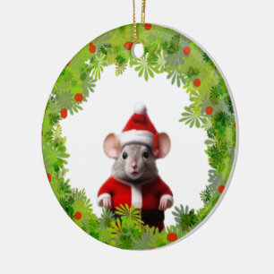 Ornament - Wreath With Santa Mouse