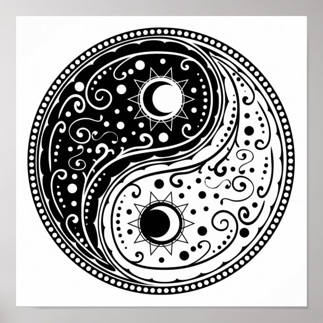 Ornament yin yang sign paisley design (Front)