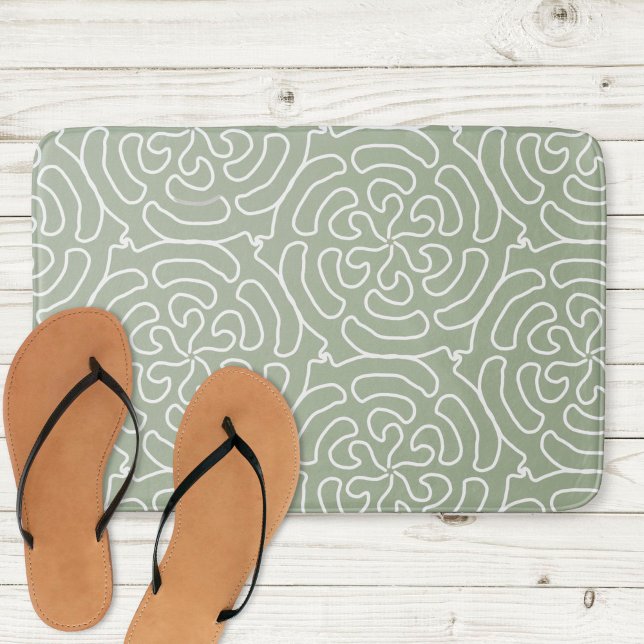 Ornamental abstract sage green pattern bath mat (Creator Uploaded)
