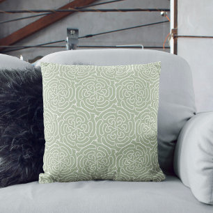 Ornamental abstract sage green pattern cushion