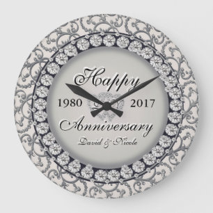 Ornamental Anniversary Custom Monogram Large Clock