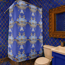 Ornamental Arabesque Royal Blue Gold Pattern