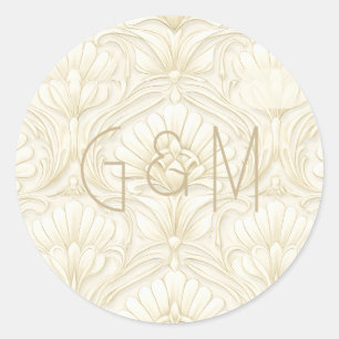 Ornamental Art Deco – Ivory Custom Wedding Luxe Classic Round Sticker