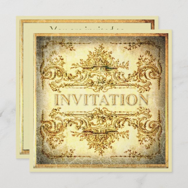 Ornamental Baroque Party Invitation (Front/Back)